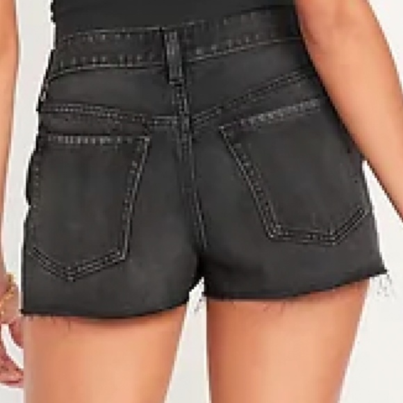 NWT: old navy High Waisted Button-Fly . Straight Black Non-Stretch Cut-Off Jeans - Picture 4 of 10